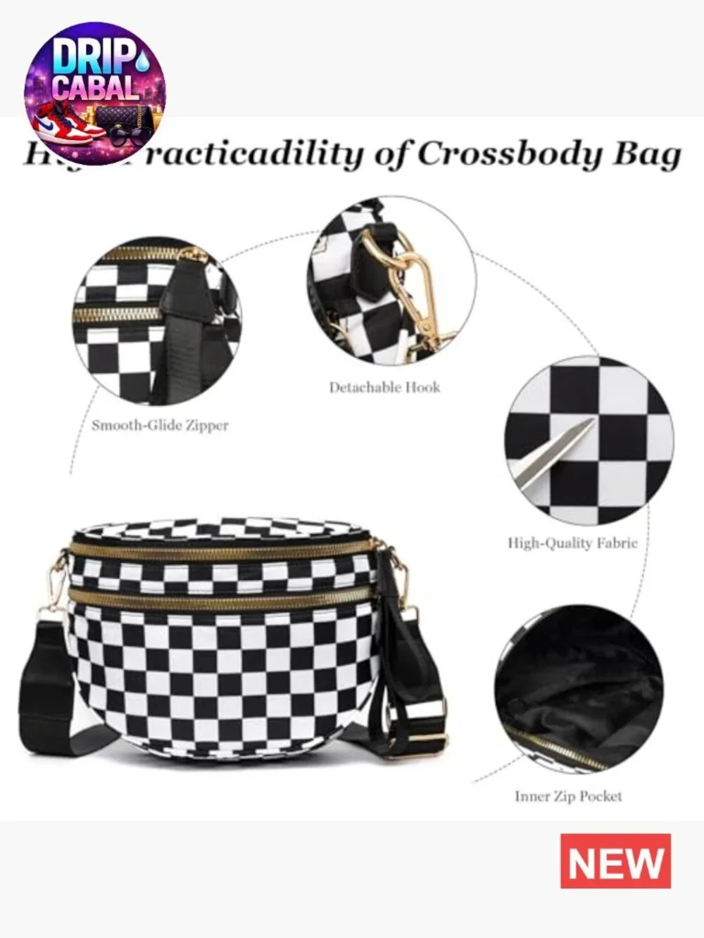 Nylon Crossbody Bags for Women Fanny Pack Sling Bag Waist Pack 4-in-1